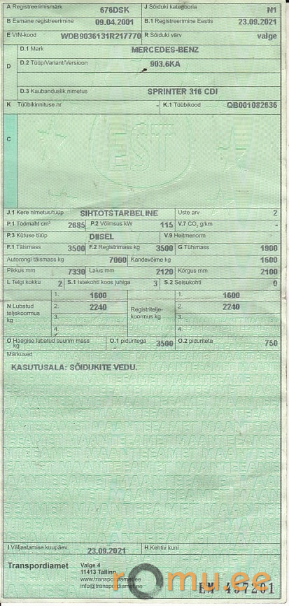 Mercedes-Benz Sprinter 316 CDi(2001) - Image 11